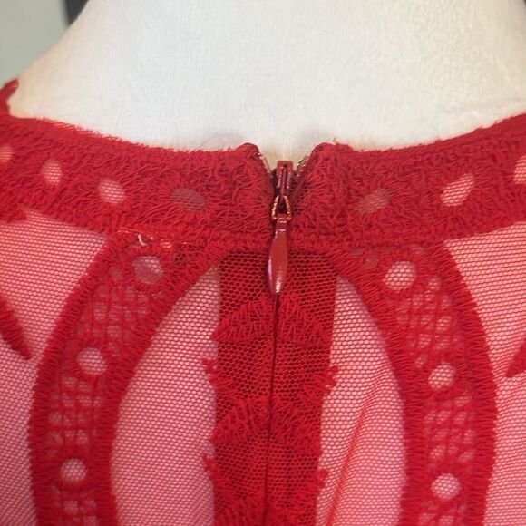 PinkBlush Red Lace Mesh Overlay Maternity Maxi Dress, size S - Picture 7 of 13